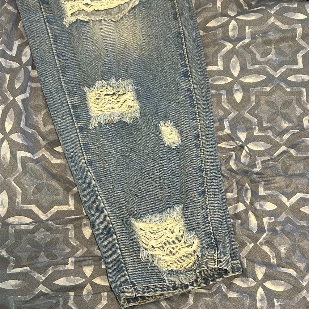 SHEIN Light Blue Distressed Boyfriend Jeans - Picture 2 of 3